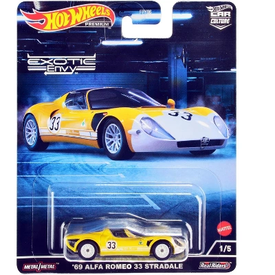 1969 Alfa Romeo 33 Stradale #33 Yellow And White "Exotic Envy" Series Diecast Model Car By Hot Wheels 2 1969 Alfa Romeo 33 Stradale #33 Yellow And White "Exotic Envy" Series Diecast Model Car By Hot Wheels - Image 2